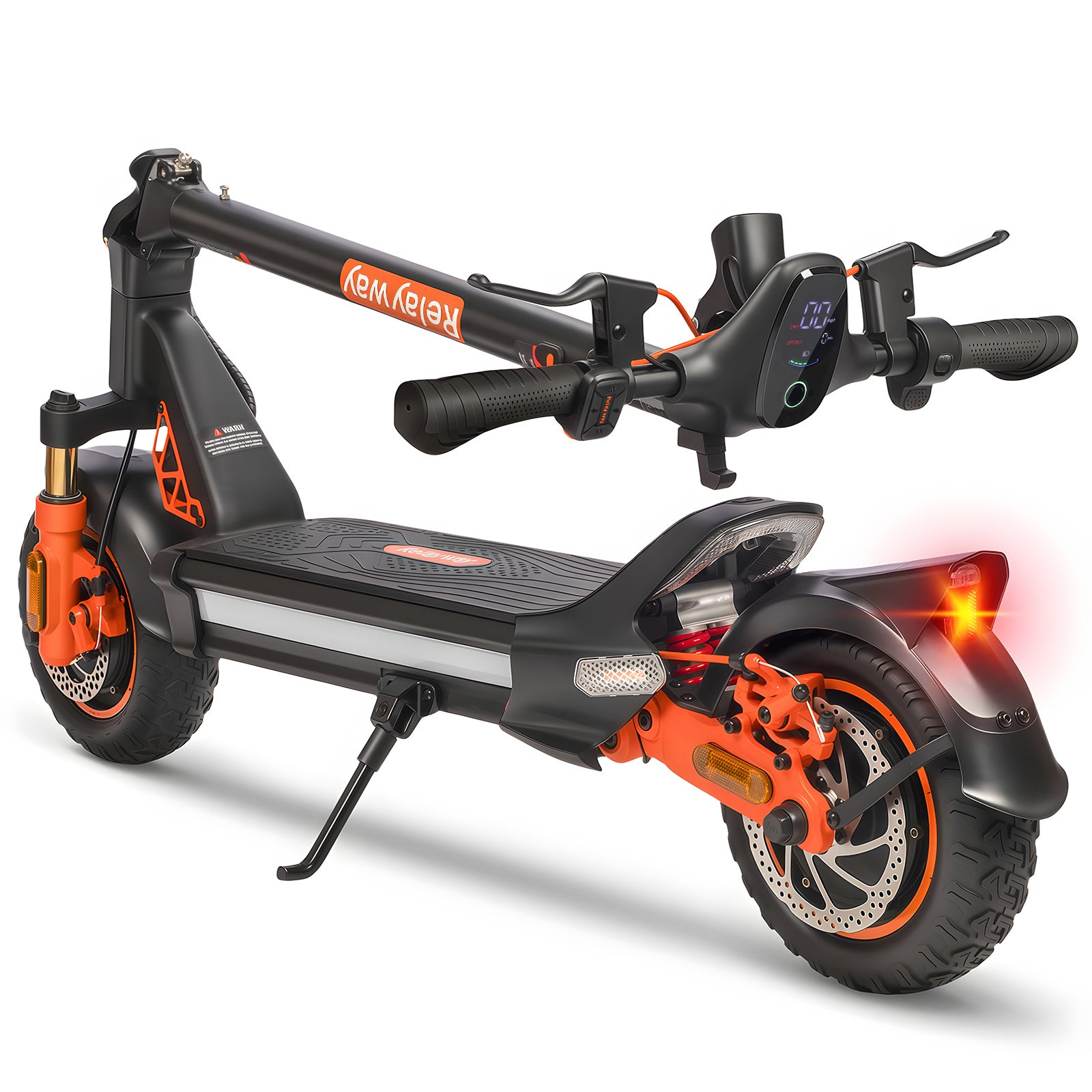 Dual Motor 1600W/Range 40 Miles/400 lb Capacity RelayWay Off Road Electric Scooter Long Range, Fast Electric Scooter 30 Mph Speed, 300+ lb Capacity & Dual Suspension