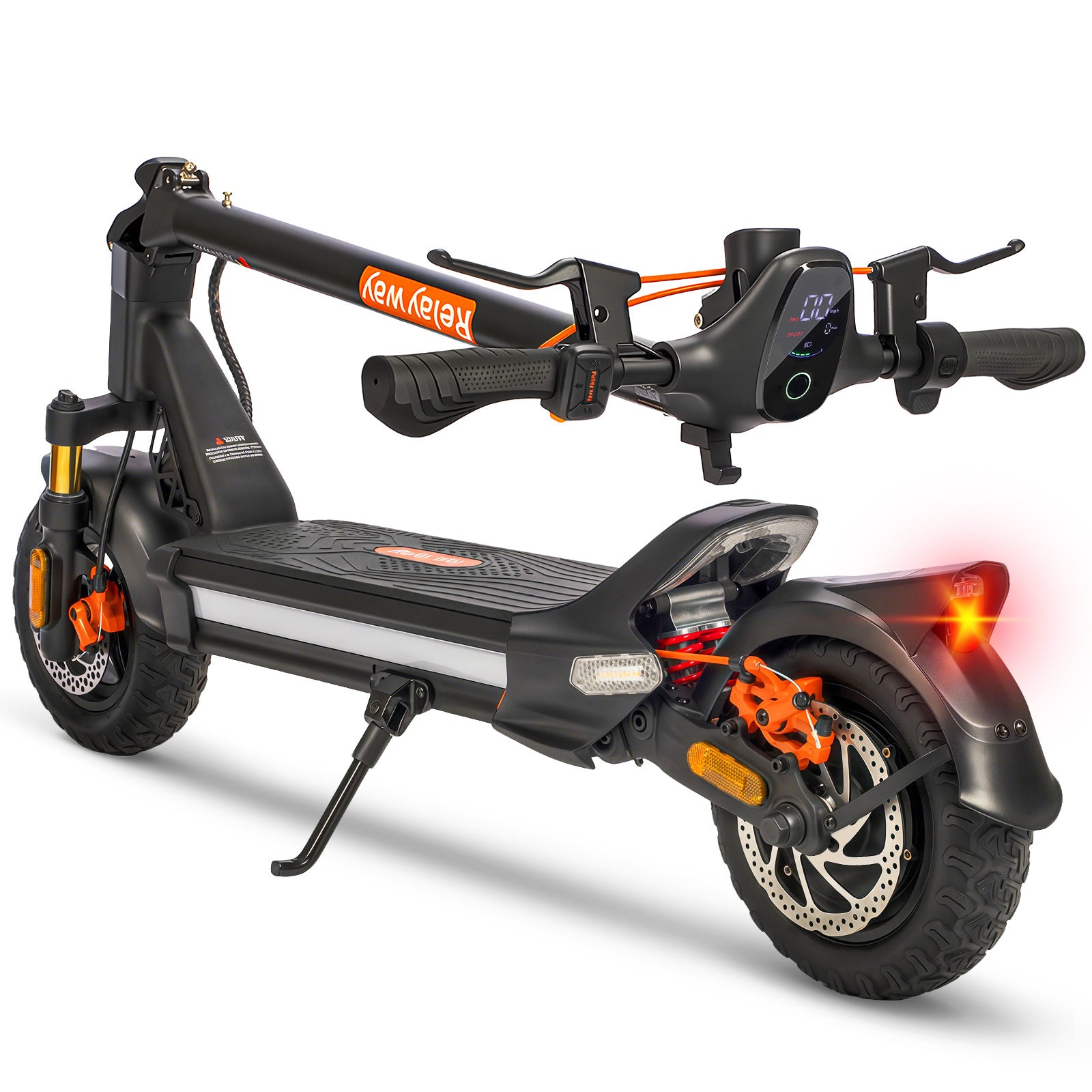 Motor 800W/50 Miles Range /300 lb Capacity RelayWay Off Road Electric Scooter Long Range, Fast Electric Scooter 30 Mph Speed, 300+ lb Capacity & Dual Suspension