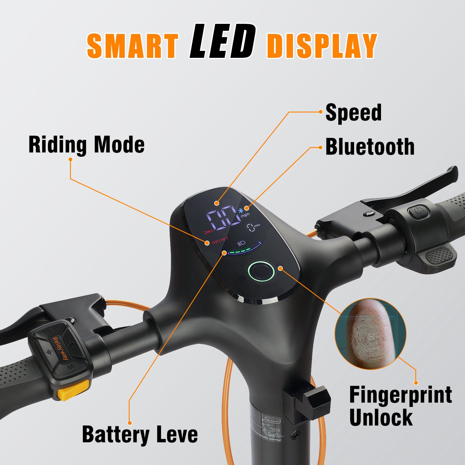 Motor 800W/50 Miles Range /300 lb Capacity RelayWay Off Road Electric Scooter Long Range, Fast Electric Scooter 30 Mph Speed, 300+ lb Capacity & Dual Suspension