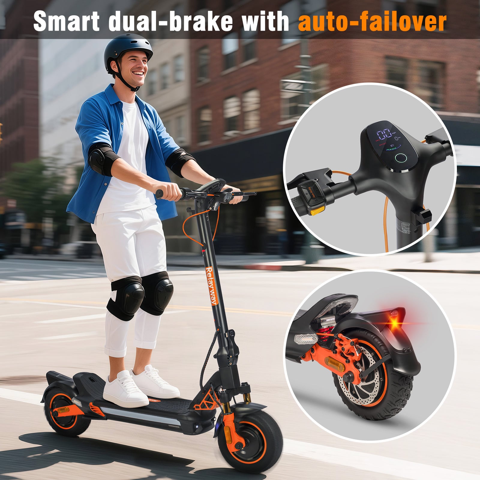 Dual Motor 1600W/Range 40 Miles/400 lb Capacity RelayWay Off Road Electric Scooter Long Range, Fast Electric Scooter 30 Mph Speed, 300+ lb Capacity & Dual Suspension