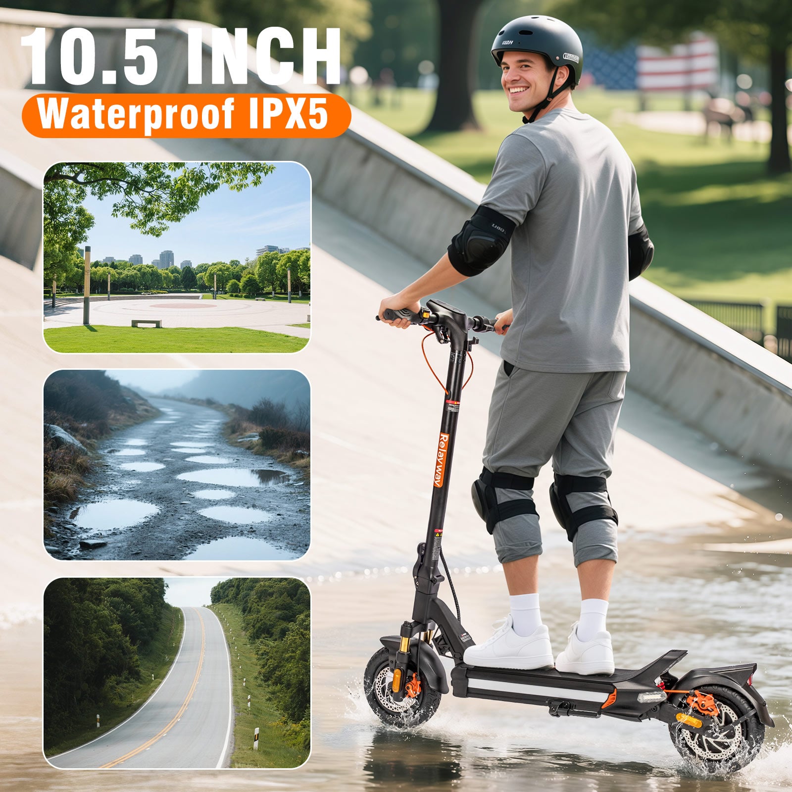 Motor 800W/50 Miles Range /300 lb Capacity RelayWay Off Road Electric Scooter Long Range, Fast Electric Scooter 30 Mph Speed, 300+ lb Capacity & Dual Suspension